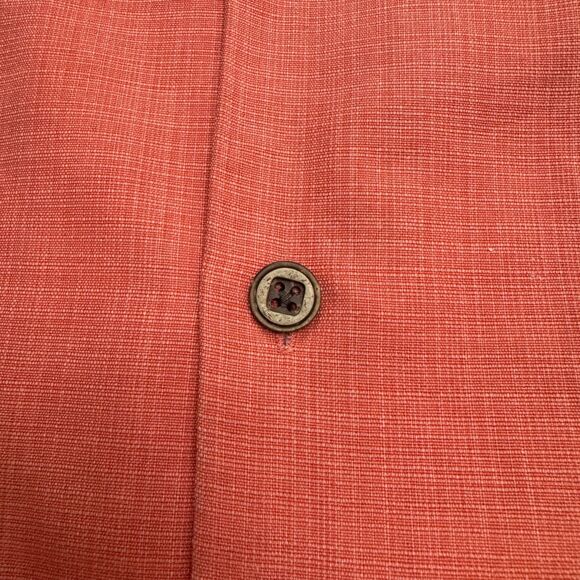 Jamaica Jaxx Silk Vacahun Button Down Shirt Mens Large Coral Short Sleeve Casual - Picture 6 of 16